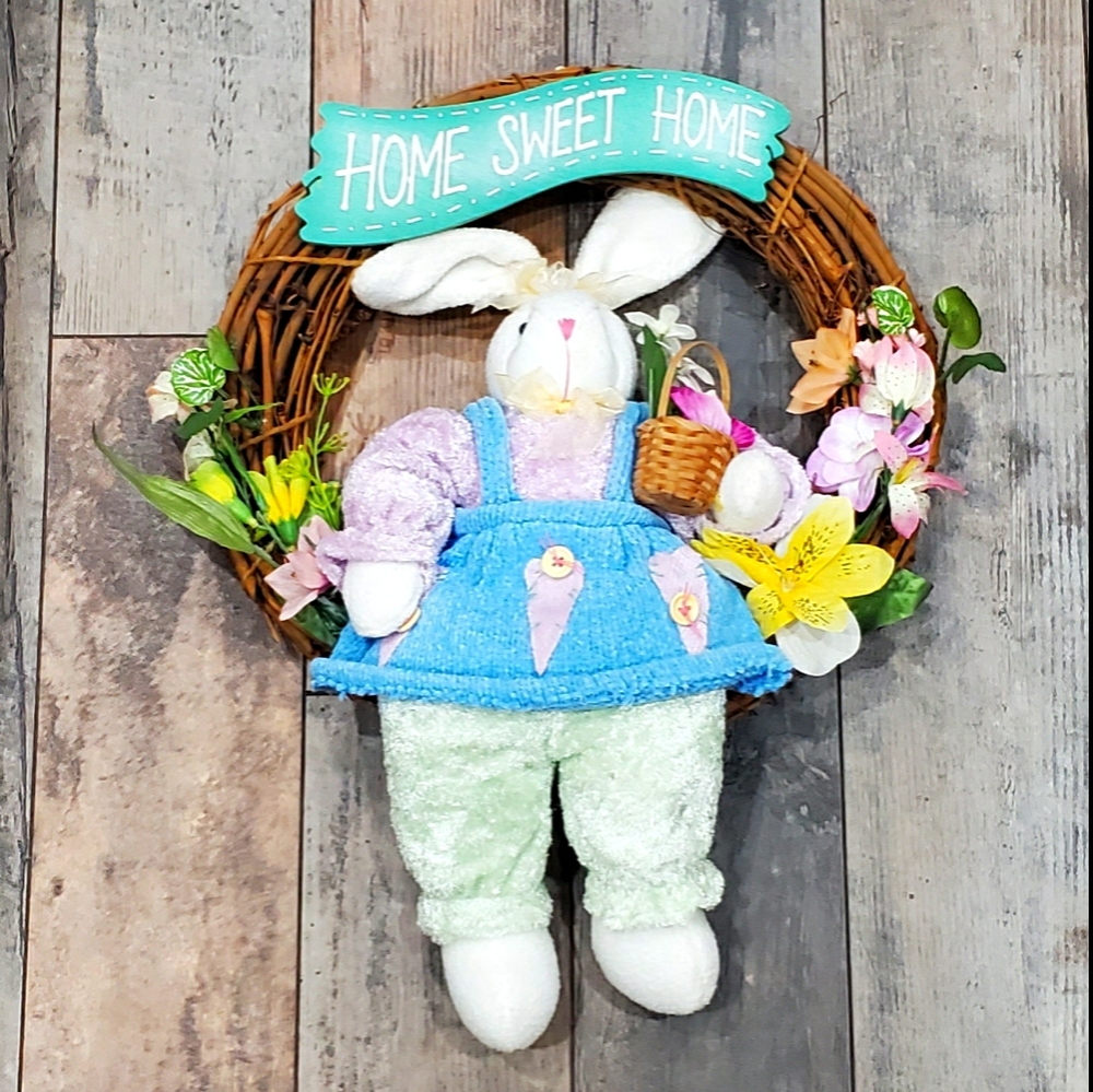 Spring Bunny Wreath - Home Sweet Home Bunny